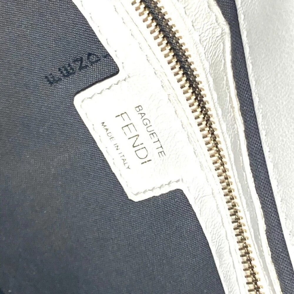 FENDI 8BR600 Zucca Mamma Baguette Shoulder 2WAY Bag Shoulder Bag Leather White - Picture 15 of 16
